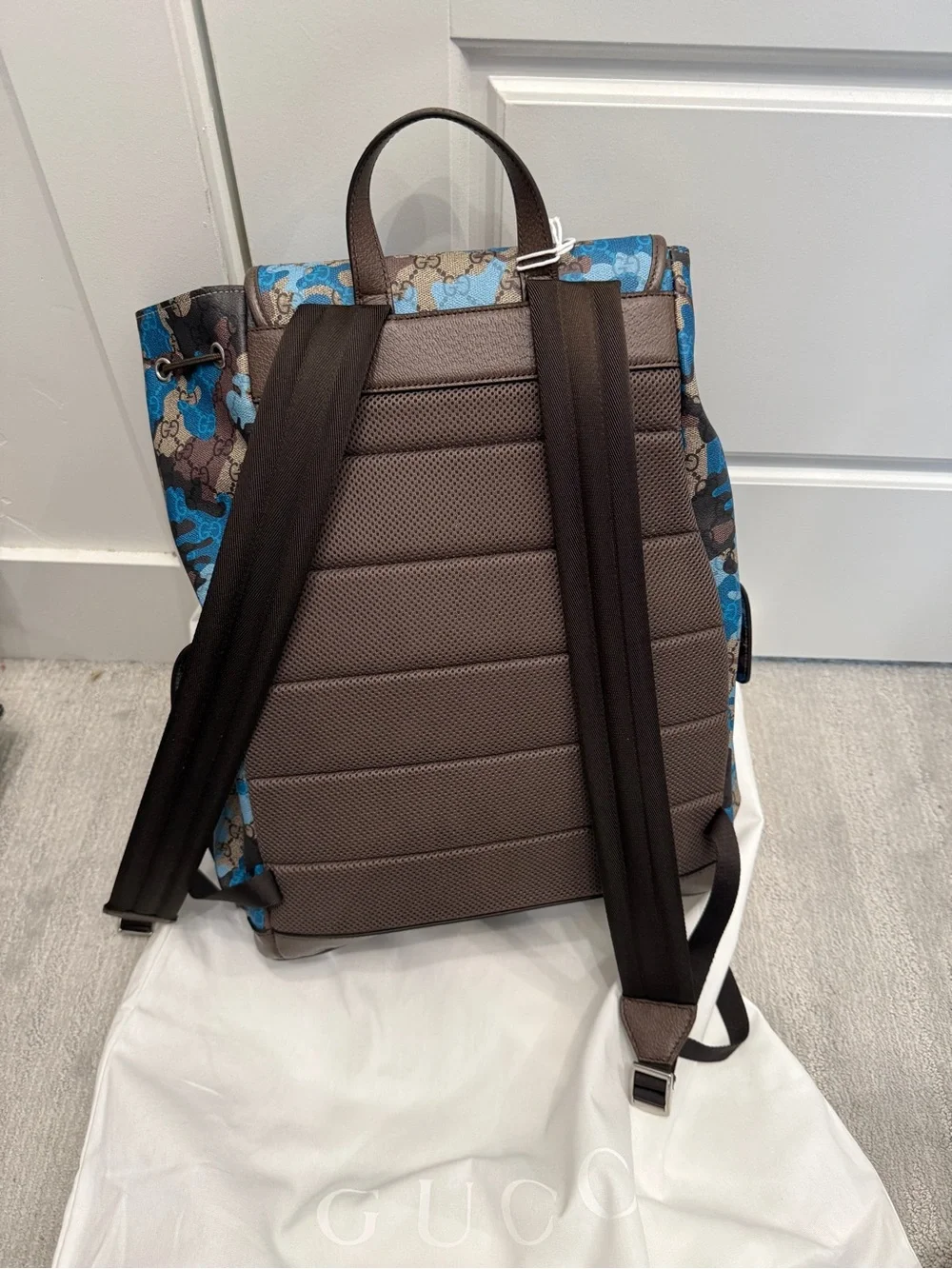 Gucci Blue and Brown Camo GG Canvas Backpack